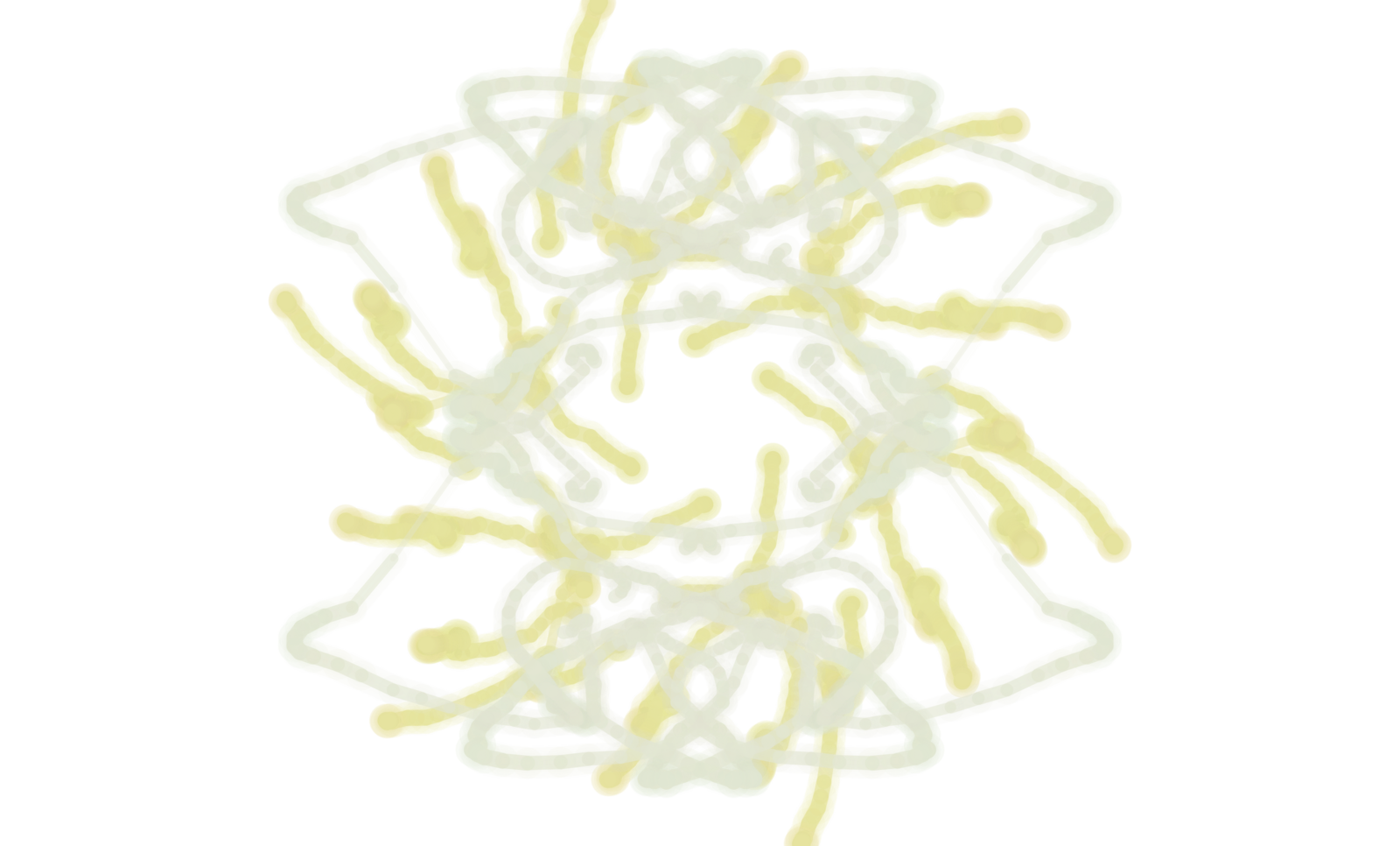 Clarion output, yellow and white dense symmetrical composition on black